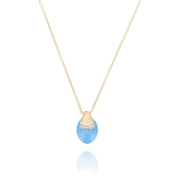 "Azure" 18kt Gold, diamonds and Aquamarine tiny pendant
