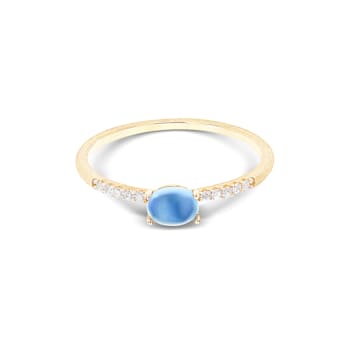 "Azure" 18kt Gold, diamonds and London Blue Topaz small ring