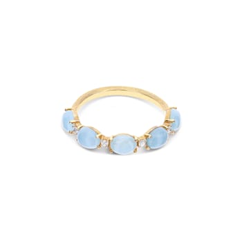 Hand-made in Italy 18kt gold ring with aquamarine boules and diamonds