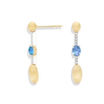 "Azure" 18kt Gold, London Blue Topaz and diamonds long earrings