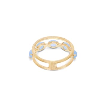 "Azure" 18kt Gold, diamonds and Aquamarine double-band ring