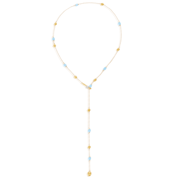 "Soffio" 18kt Gold, diamonds and Aquamarine Y Necklace