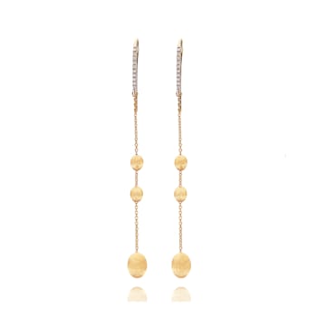 "Ciliegine" 18kt Gold and diamonds long Earrings