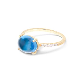 "Azure" 18kt Gold, diamonds and London Blue Topaz ring