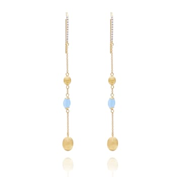 "Azure" 18kt Gold and Aquamarine everyday hand-engraved drop earrings