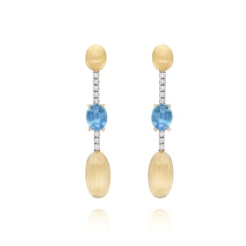 "Azure" 18kt Gold, London Blue Topaz and diamonds long earrings
