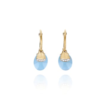 "Azure" 18kt Gold, diamonds and Aquamarine small CILIEGINE earrings