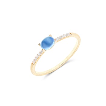 "Azure" 18kt Gold, diamonds and London Blue Topaz small ring