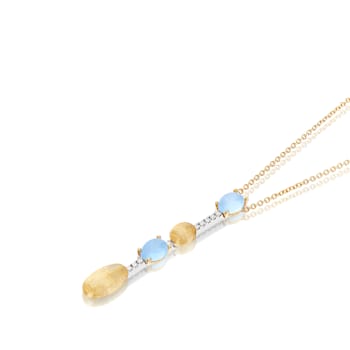 "Azure" 18kt Gold, diamonds and aquamarine dainty long necklace