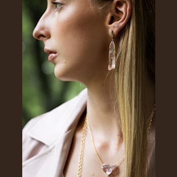 Women's Raw Kunzite 18K Earrings