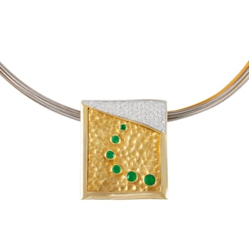 Modern 18K Emerald and Diamond Pendant