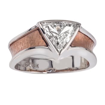 Trillion Diamond 2-Tone 14K Unisex Engagement Ring