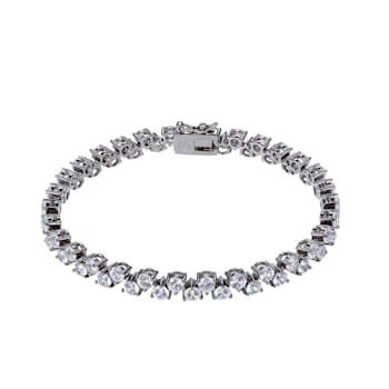 SILVER WITH RUTHINUM CREATED WHITE SAPPHIRE BRACELET 7.25"