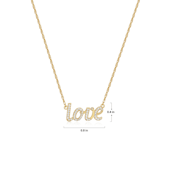 18K Yellow Gold Sterling Silver Cubic Zirconia "Love" Pendant Necklace