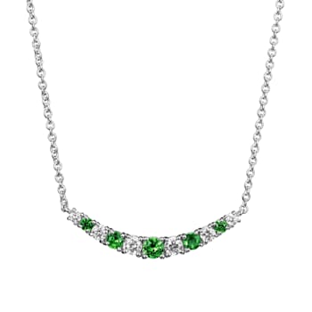 Lab-Created Emerald and Lab-Grown Diamond Rhodium over Sterling Silver
Bib Necklace.