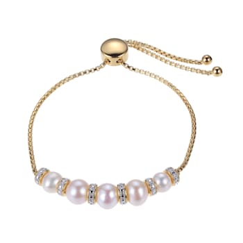 Sterling Silver Hamsa With Freshwater Cultured Pearl Adjustable Bolo Bracelet Sterling Silver Hamsa With Freshwater Cultured Pearl Adjustable Bolo Bracelet