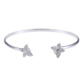 SILVER CREATED WHITE SAPPHIRE BUTTERFLY CUFF