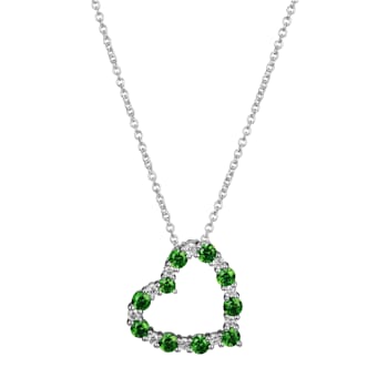 0.15 cttw Lab Grown Diamond & Created Emerald Sterling Silver Open
Heart Pendant Necklace