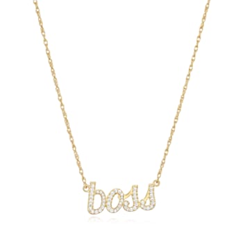 18K Yellow Gold Sterling Silver Cubic Zirconia "Boss" Pendant Necklace