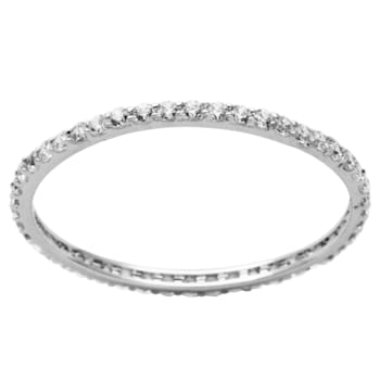 Rhodium Plated Sterling Silver Cubic Zirconia Classic Stackable Ring
Wedding Band