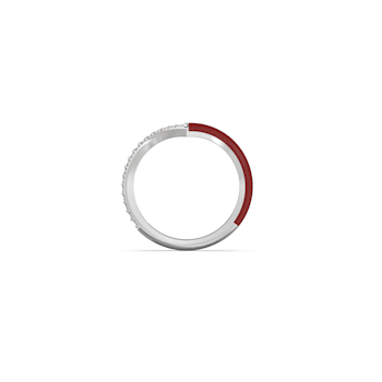 Red Enamel Chevron Lab Diamond Ring In Sterling Silver