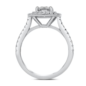 1.25Ct Double halo Bridal Round cut ring with Round side stones Lab
Grown Diamond in 14K gold.