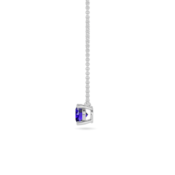 10 Karat White Gold Blue Sapphire Pendant Necklace For Women