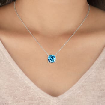 10 Karat White Gold London Blue Topaz Pendant Necklace For Women