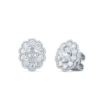 1 Cts Oval Shaped Lab-Grown Halo Diamond Earrings in 14K White Gold
(G-H, VS-SI, 1 Cttw)