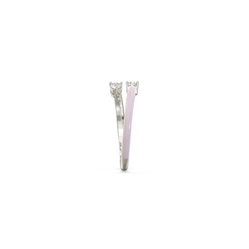 Pink Enamel and Lab Diamond Open Ring In Sterling Silver