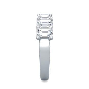 1.00 Ct Emerald Cut seven stone Lab-Grown Diamond band in Emerald Cut
set vertical in 14K White Gold
