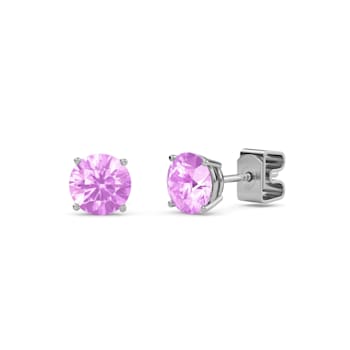 10 Karat White Gold Pink Sapphire Stud Earrings For Women