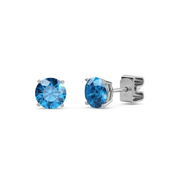 10 Karat White Gold London Blue Topaz Stud Earrings For Women