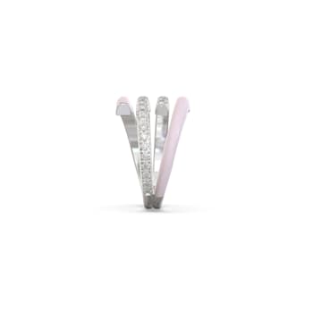 Pink Enamel and Lab Diamond Wrap Ring In Sterling Silver