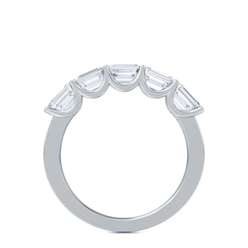1.50 Ct Emerald Cut five stone Lab-Grown Diamond band set Horizontally
in 14K White Gold.