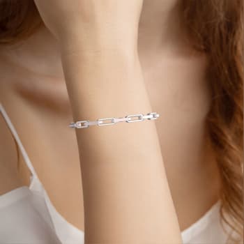 Pink Enamel PaperclipBracelet In Sterling Silver 1.6ctw