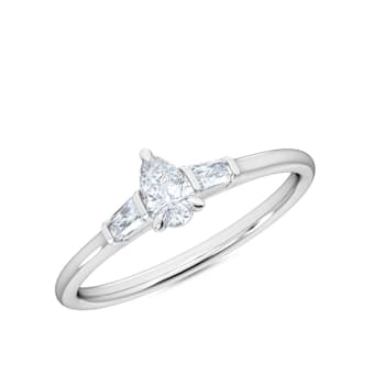 0.30Ct Petite Pear Shaped Ring with Baguettes on side Lab Grown Diamond
in 14K gold
