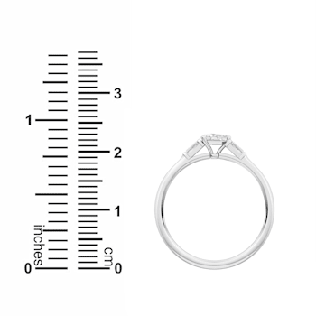 0.30Ct Petite Sideways Pear Shaped Ring with Baguettes on side Lab Grown
Diamond in 14K gold