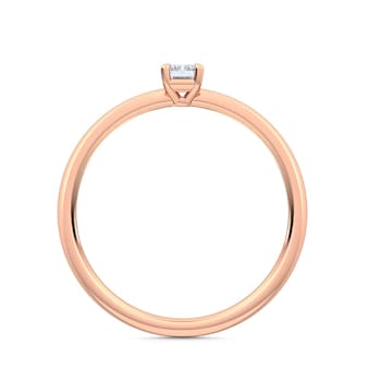 0.25Ct Petite ring with Emerald cut Lab Grown Diamond in 14K rose gold