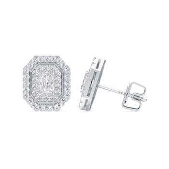 0.75 Cts Emerald Cut Lab-Grown Halo Diamond Earrings in 14K White Gold
(F-G, VS-SI, 0.75 Cttw)