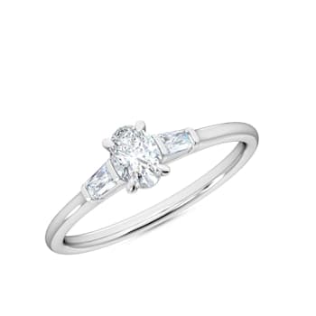 0.30Ct Petite Oval Shaped Ring with Baguettes on side Lab Grown Diamond
in 14K gold