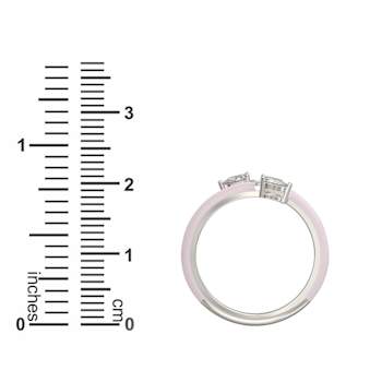 Pink Enamel and Lab Diamond Open Ring In Sterling Silver