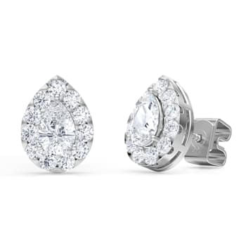 1.00Cttw Center Pear Shaped Lab-Grown Halo Diamond Earrings in 14K White
Gold (F-G, VS-SI, 1 Cttw)