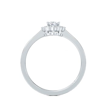 0.50 Ct Oval Shaped Halo Lab-Grown Diamond Ring Set in 14K White Gold