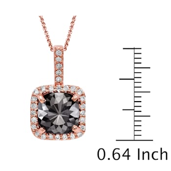 Black Diamond Round White Diamond Halo Pendant With Chain In 14k Rose
Gold 2.38ctw Cushion Shape
