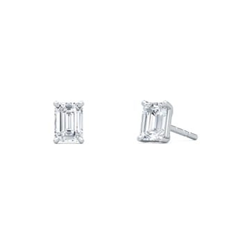 1/3 Cts Emerald Shape Lab-Grown Diamond Earring Studs set in14K White Gold