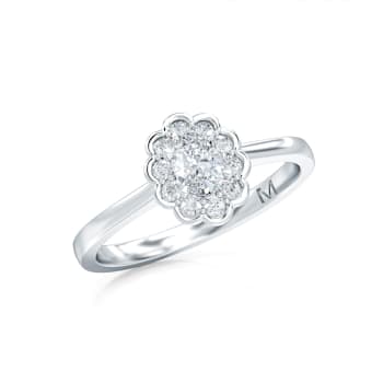 0.50 Ct Oval Shaped Halo Lab-Grown Diamond Ring Set in 14K White Gold