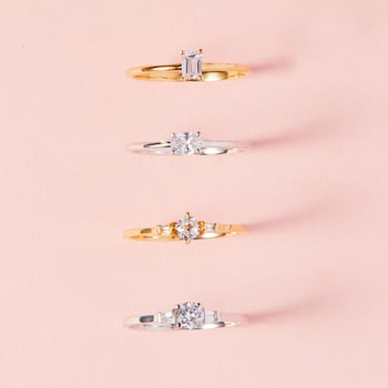 0.30Ct Petite Round Stone Ring with Baguettes on side Lab Grown Diamond
in 14K gold
