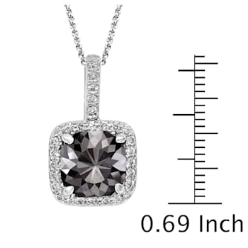 Black Diamond Round White Diamond Halo Pendant With Chain In 14k White
Gold  2.78ctw Cushion Shape