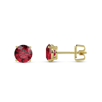 10 Karat Yellow Gold Ruby Stud Earrings For Women